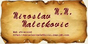 Miroslav Maletković vizit kartica
